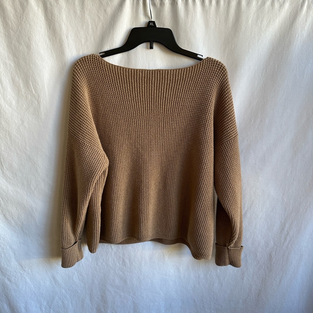French Connection tan/camel boatneck sweater, size M - Picture 5 of 6